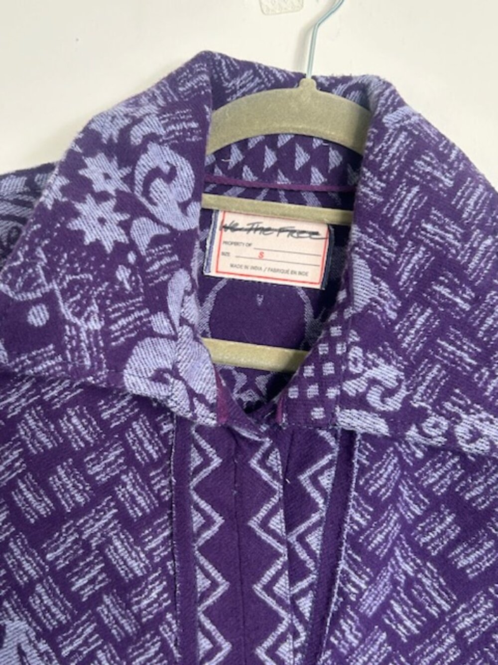 We The Free Free People Butterfly Jacquard Shirt Jacket Purple Blue Combo NEW - Picture 4 of 16